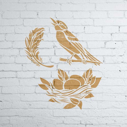 Stencil for crafts 15x20cm "Bird and nest" #316 - foto 1