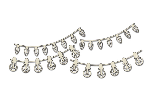 Chipboard embellishments set, "Light bulb garland" #370