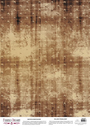 Arkusz kalki z nadrukiem, Deco Vellum, format A3 (11,7" х 16,5"), "Grunge Stars" - Fabrika Decoru