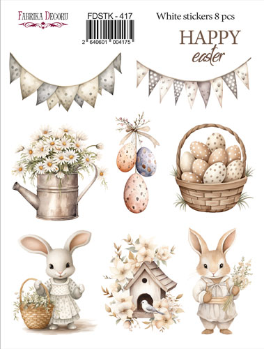 Zestaw naklejek 8 szt, Happy Easter!, #417 - Fabrika Decoru