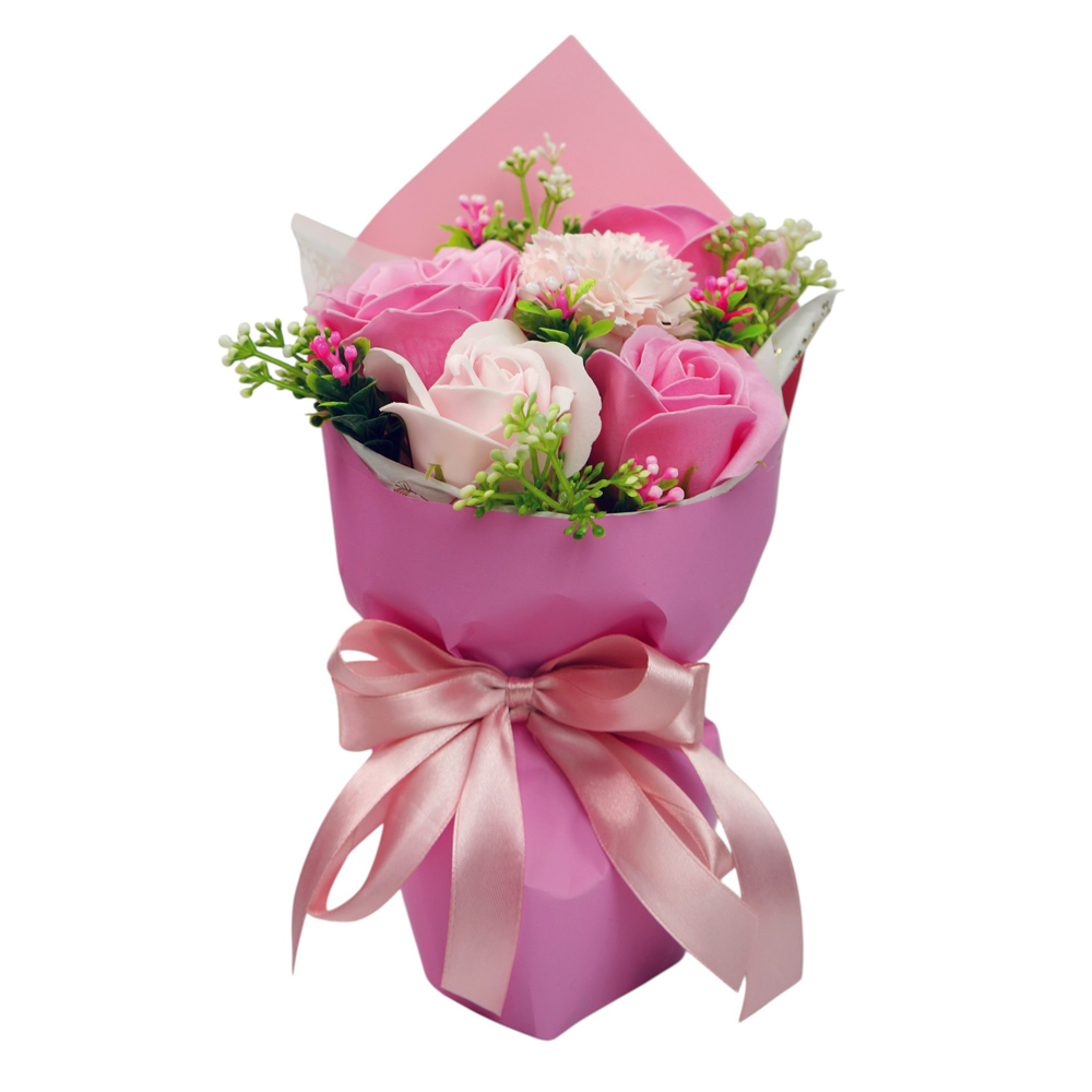 bouquet of pink and cream roses and carnation “good mood”