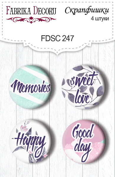 Set mit 4 Flair-Buttons zum Scrapbooking „Mysteriöser Garten“ EN #247 - Fabrika Decoru