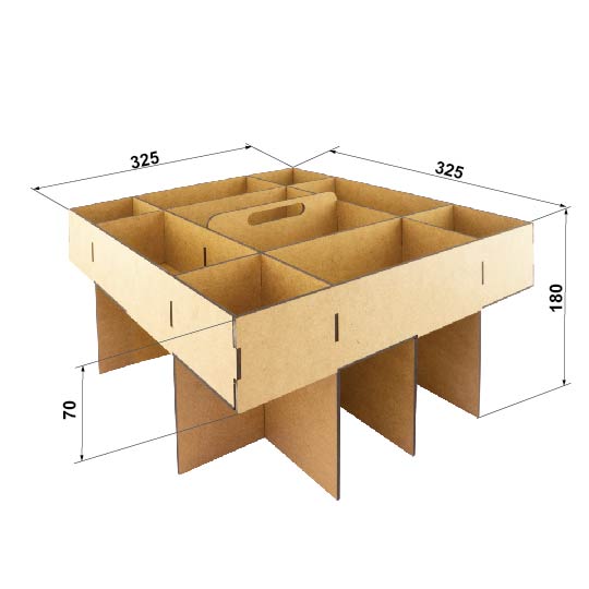 Organizer-Einsatz mit Griff für Smart Box, 3mm HDF, 325x325x180 mm, #14 - foto 1  - Fabrika Decoru