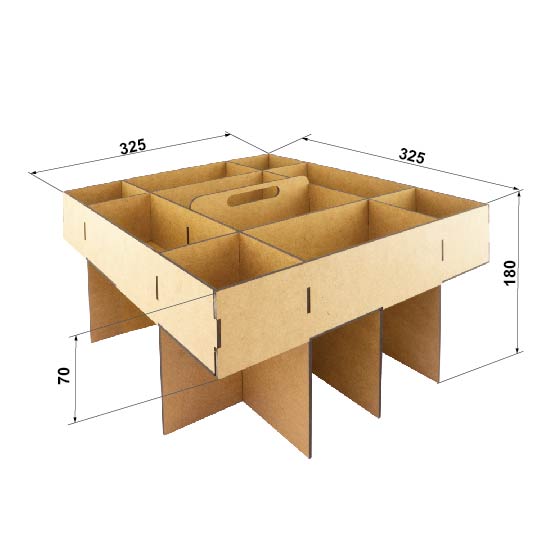 Insert with handle for Smart Box organizer, 3mm HDF, 325x325x180 mm, #14 - foto 1