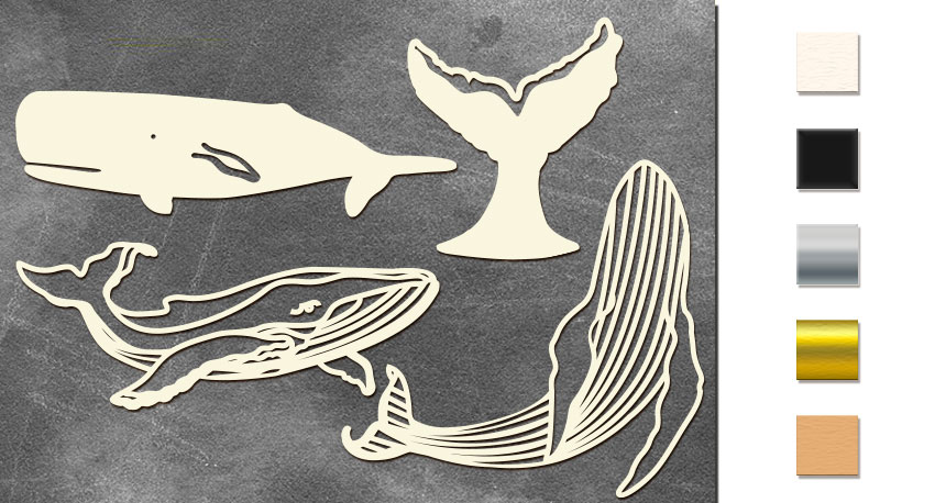 Chipboard embellishments set, Whales #594