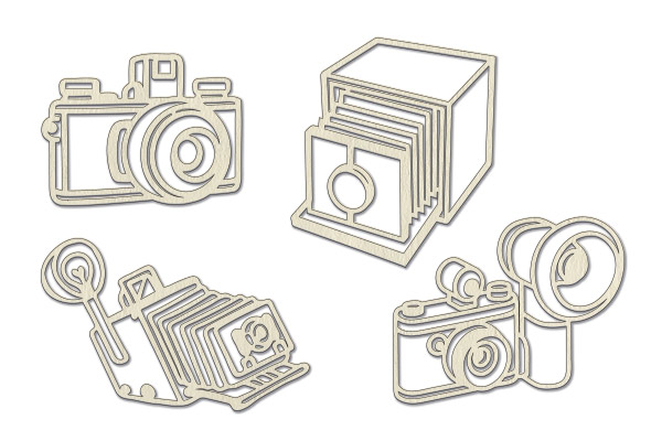 Chipboard embellishments set, Cameras  #668