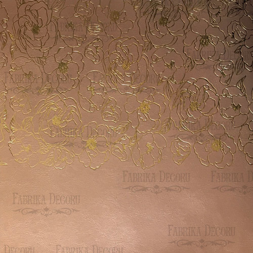 Skóra PU do oprawiania ze złotym wzorem Golden Pion Pink gold, 50cm x 25cm  - foto 1  - Fabrika Decoru