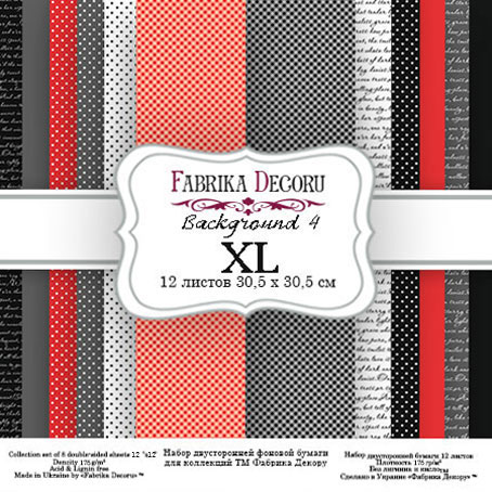 Zestaw papieru do scrapbookingu "Tła 4 XL", 30,5 cm x 30,5 cm  - Fabrika Decoru