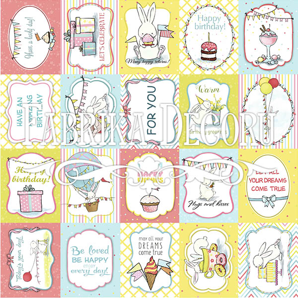 набор карточек для декорирования bunny birthday party №2 30,5х30,5 см