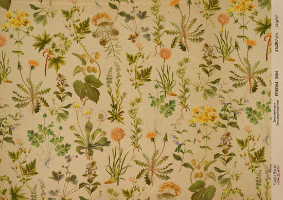 Kraft decoupage paper, 21x29,7cm, “Botanica Vintage”, #0084