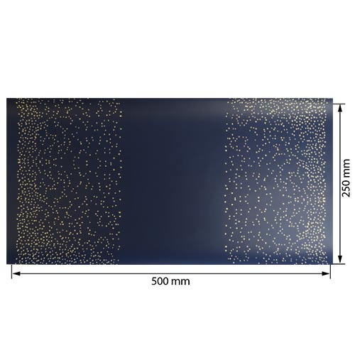 Piece of PU leather with gold stamping, pattern Golden Mini Drops Dark blue, 50cm x 25cm - foto 0