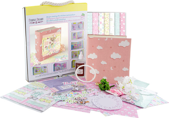 Kinderalbum für Scrapbooking "Puffy Fluffy girl", DIY-Kreativset, 20cm x 20cm, #03 - Fabrika Decoru