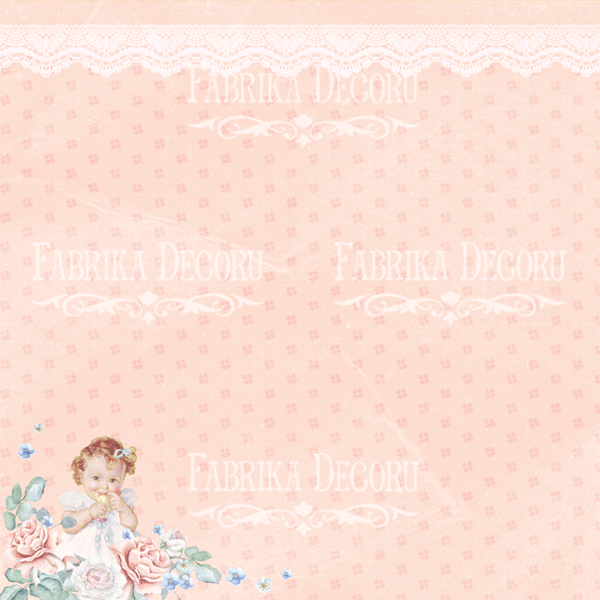 Blatt doppelseitiges Papier für Scrapbooking Shabby Baby Girl Redesign #34-01 12"x12" - Fabrika Decoru