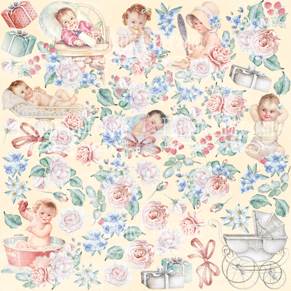 Sheet of images for cutting. Collection "Shabby baby girl redesign"