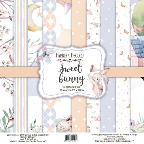 Zestaw papieru do scrapbookingu Sweet bunny, 20cm x 20cm - Fabrika Decoru