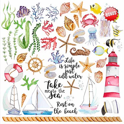 Doppelseitig Scrapbooking Papiere Satz Sea Breeze, 30.5 cm x 30.5cm, 10 Blätter - foto 1  - Fabrika Decoru