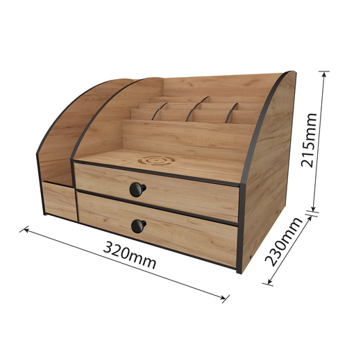 Desktop-Organizer mit kabelloser Ladefunktion, 320mm x 230mm х 215mm, Montiert, #392 - foto 1  - Fabrika Decoru