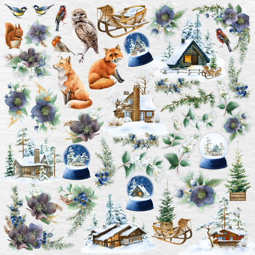 Double-sided scrapbooking paper set Country winter 12"x12" 10 sheets - foto 11