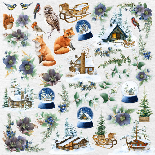 Doppelseitig Scrapbooking Papiere Satz Country Winter, 30.5 cm x 30.5 cm, 10 Blätter - foto 11  - Fabrika Decoru