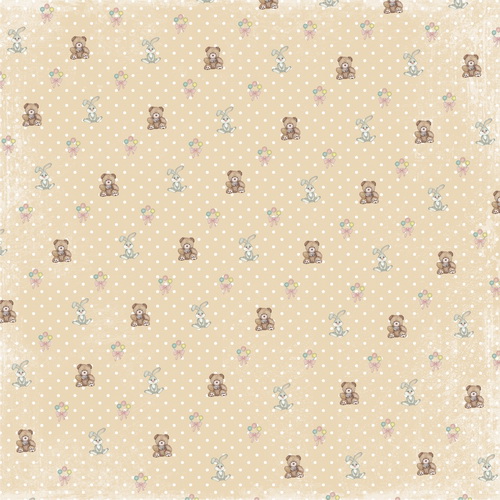 Blatt doppelseitiges Papier für Scrapbooking Baby Shabby #1-02 12"x12" - Fabrika Decoru