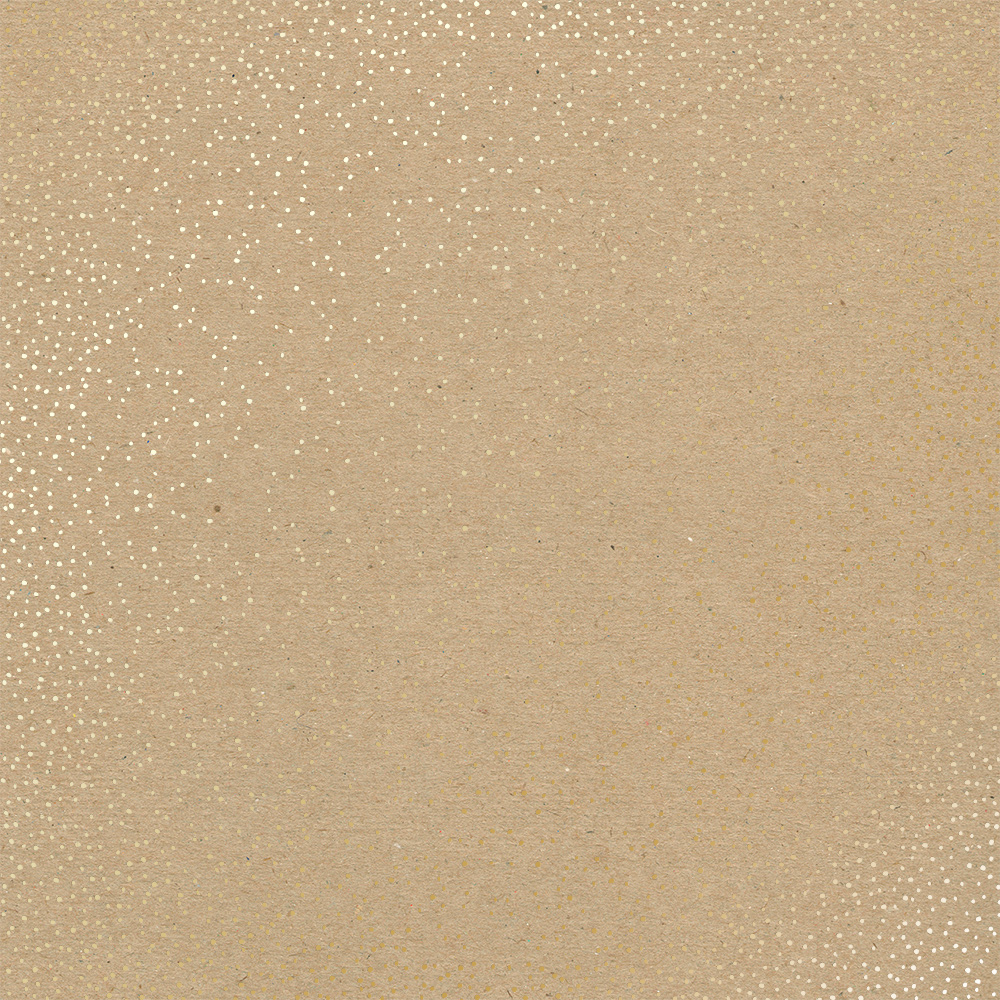 Sheet of single-sided paper with gold foil embossing, pattern Golden Mini Drops Kraft, 12"x12"