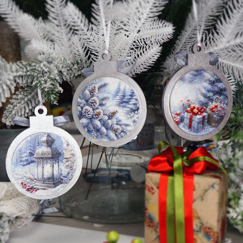 DIY wooden set “Winter Forest” for making 3 Christmas tree decorations, #052 - foto 8