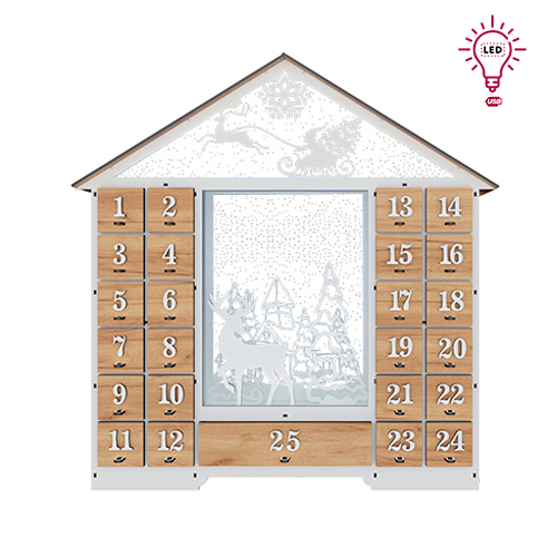 Адвент календар "Казковий будиночок з фігурками", на 25 днів з об'ємними цифрами, LED підсвітка, DIY конструктор - фото 5