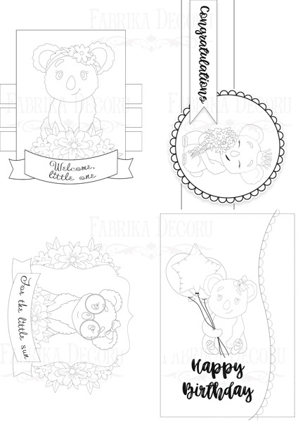 Set of 8pcs 10х15cm for coloring and creating greeting cards Puffy Fluffy Girl EN - foto 0