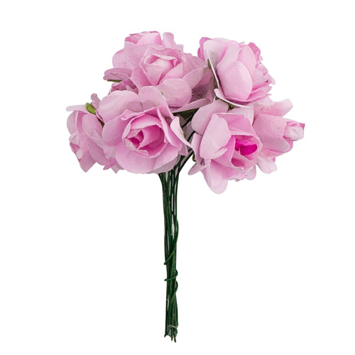 Zestaw małych kwiatów "Bukiet róż". Blady różowy. 12 sztuk  - Fabrika Decoru