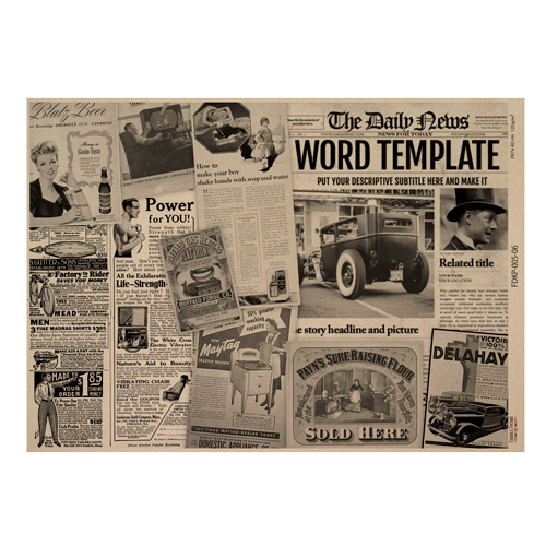 Einseitiges Kraftpapier Satz für Scrapbooking Newspaper advertisement 42x29,7 cm, 10 Blatt  - foto 8  - Fabrika Decoru