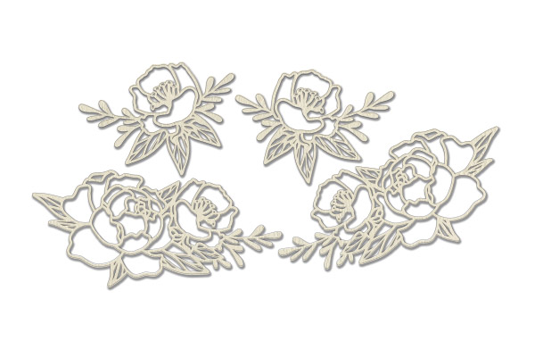 Chipboard embellishments set, "Peonies" #341