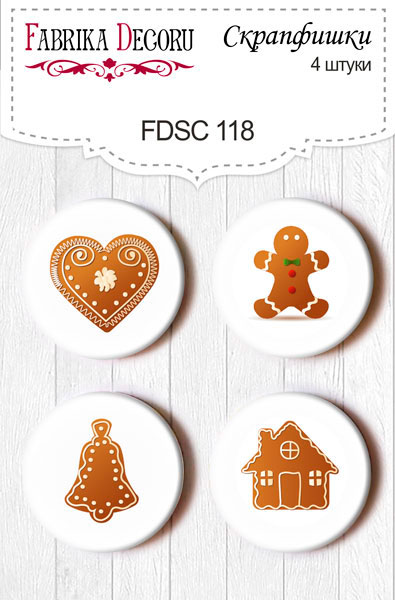 Set mit 4 Flair-Buttons für Scrapbooking #118 - Fabrika Decoru