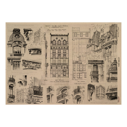 Arkusz kraft papieru z wzorem History and architecture #07, 42x29,7 cm - Fabrika Decoru