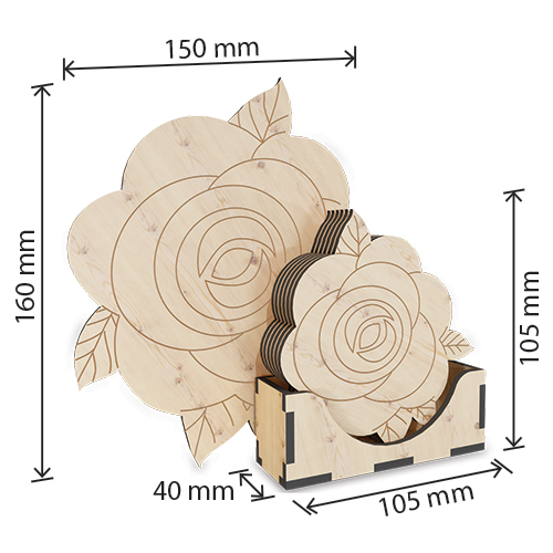 DIY-Malset aus holz, Getränkehalter-Set "Rosen",6 stück, #047 - foto 2  - Fabrika Decoru