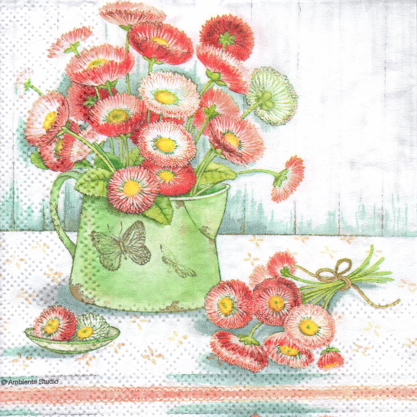 Decoupage napkin "Daisies in a jug"