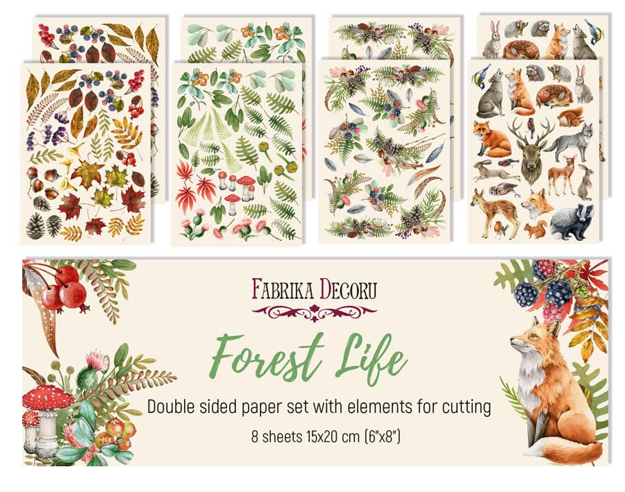 Zestaw dwustronnych obrazków do wycinania Forest Life 15х20cm - Fabrika Decoru