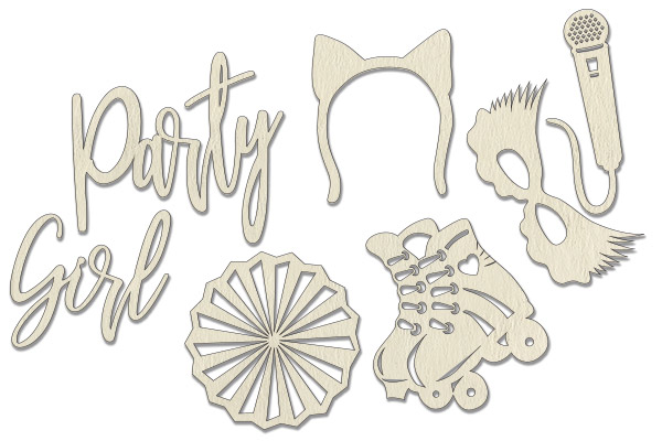 Chipboard embellishments set, "Party girl"