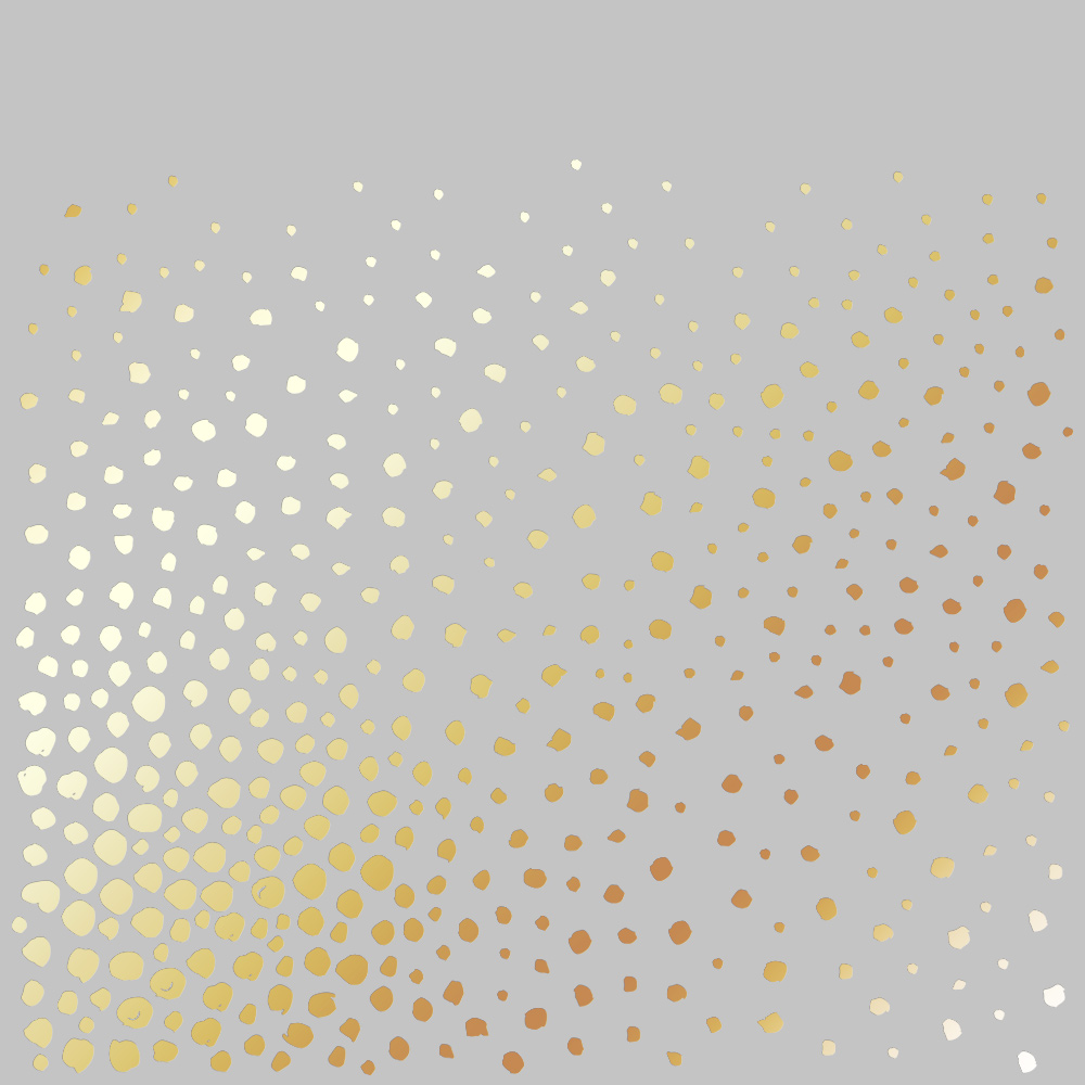 Sheet of single-sided paper with gold foil embossing, pattern Golden Maxi Drops Gray, 12"x12"