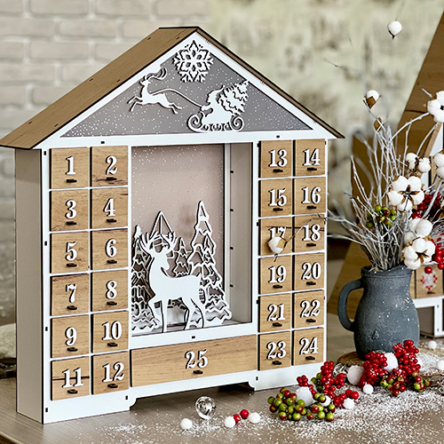 Adventskalender "Feenhaus mit Figuren", für 25 Tage mit Volumenzahlen, LED-Licht, DIY - foto 0  - Fabrika Decoru