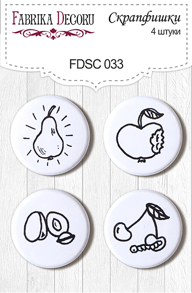 Zestaw 4 ozdobnych buttonów, #033 - Fabrika Decoru