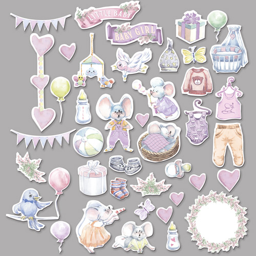 Set of die cuts My little mousy girl, 42 pcs - foto 1