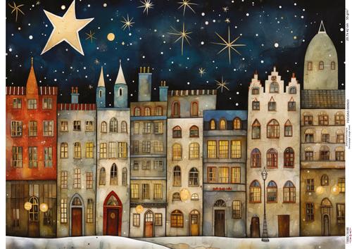 Decoupage Card Cozy houses-6, #0923, 29.7x42cm