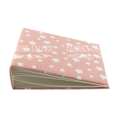 Blankoalbum mit weichem Stoffeinband Pinke Sterne 20cm x 20cm - Fabrika Decoru