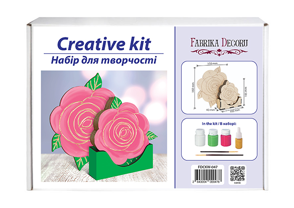 diy wooden coloring set, set of cup holders "roses", 6 pcs., #047