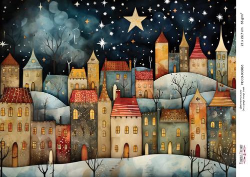 Decoupage card «Christmas houses-015» #000865, 21cm x 29,7cm