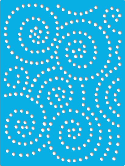 Stencil reusable, 15 cm x 20 cm Swirl dots, #450