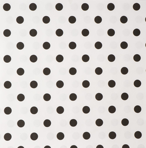 Kraft paper sheet 12"x12"  Black polka dots on white