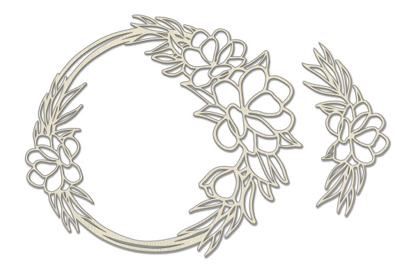 Chipboard embellishments set, "Round flower frame" #352
