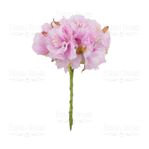 Zestaw kwiatów wiśni "Cherry Blossom" z tiulem. Blady różowy. 6 sztuk  - Fabrika Decoru