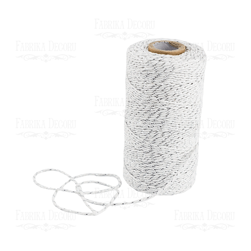 Cotton melange cord. White with  silver.